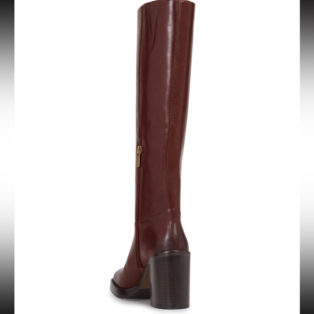 Vince Camuto Gibi Cuero Brown Burgundy Ombré Leather Heel Wide Calf Boot 9.5 NWT - Picture 4 of 6